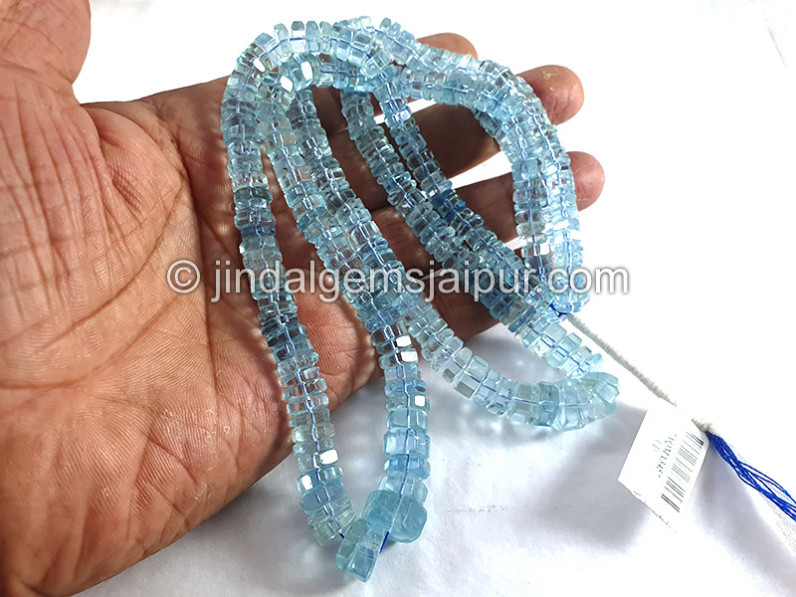 Aquamarine Step Cut Bolt Shape Beads