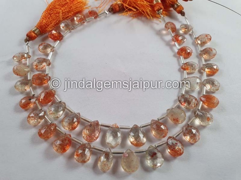 Sunstone Faceted Pear Beads