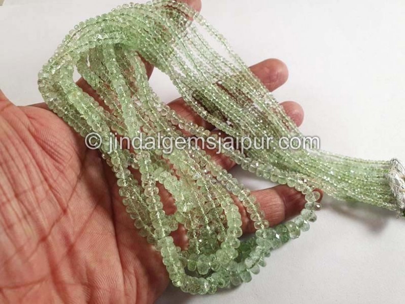 Light Basil Green Tourmaline Faceted Roundelle Shape Beads