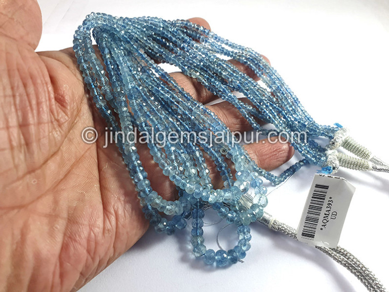 Santa Aquamarine Faceted Roundelle Shape Beads