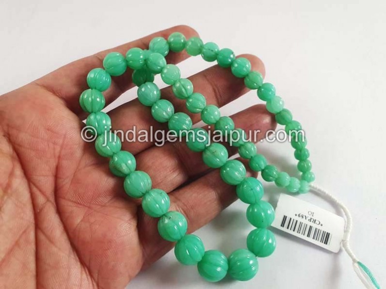 Chrysoprase Carved Pumpkin Balls Beads