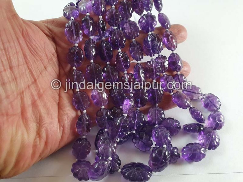 Amethyst Carved Oval Beads