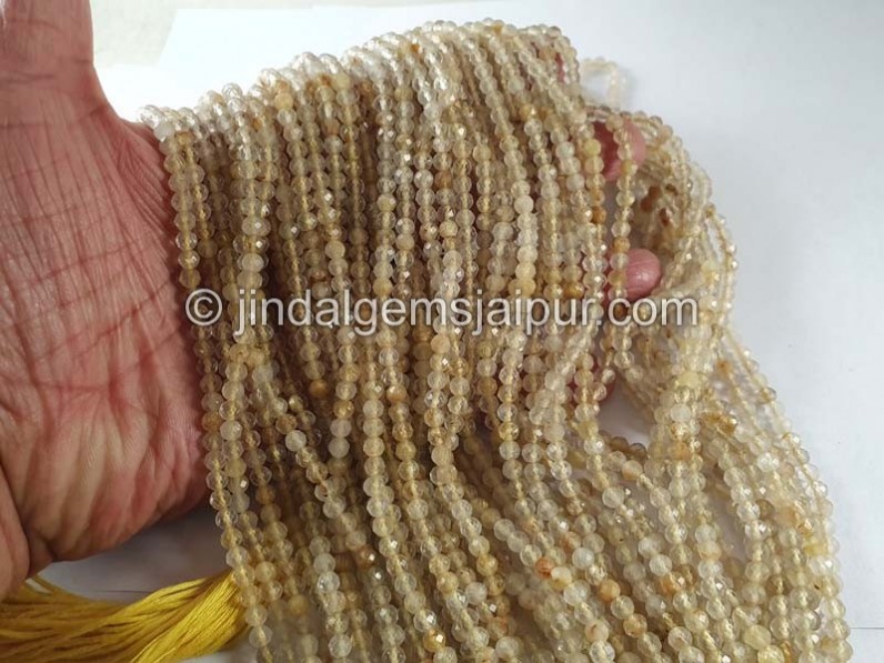 Golden Rutile Faceted Round Beads