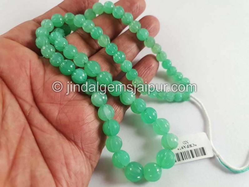 Chrysoprase Carved Pumpkin Balls Beads