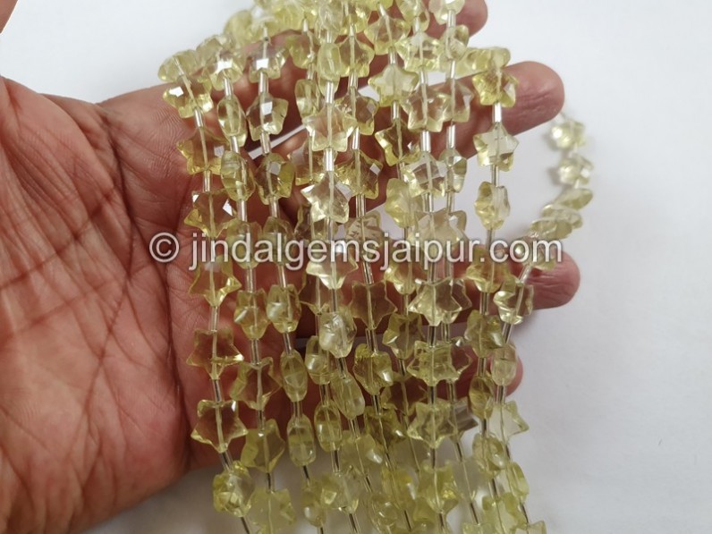 Lemon Quartz Faceted Star Beads