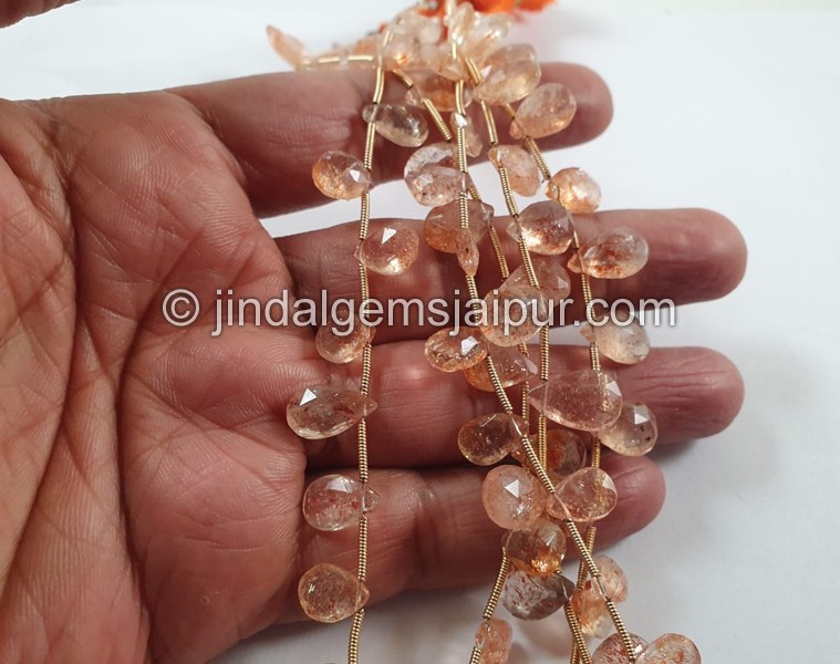 Sunstone Faceted Pear Beads