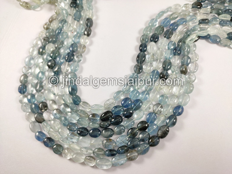 Santa Maria Aquamarine Shaded Smooth Oval Shape Beads