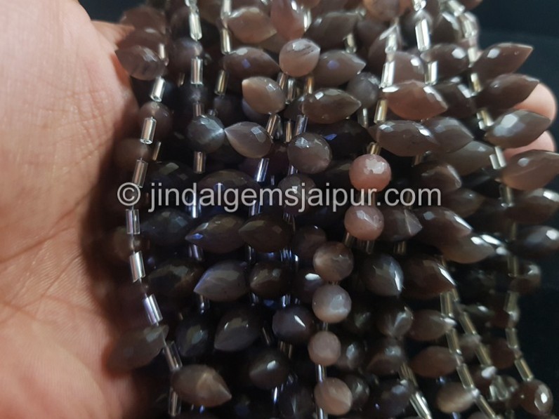 Chocolate Moonstone Faceted Dew Drops Beads