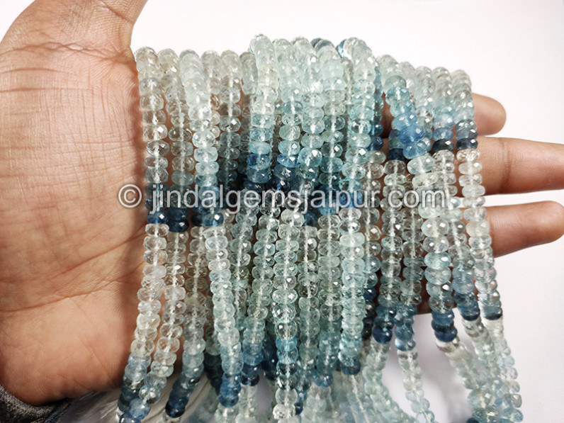 Santa Maria Aquamarine Shaded Faceted Roundelle Shape Beads