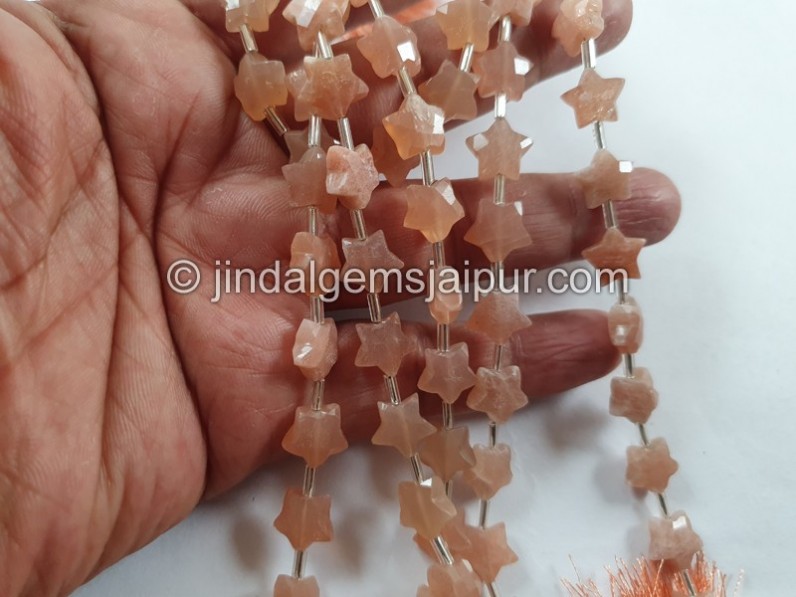 Peach Moonstone Faceted Star Beads