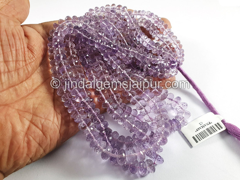 Pink Amethyst Faceted Roundelle Shape Beads