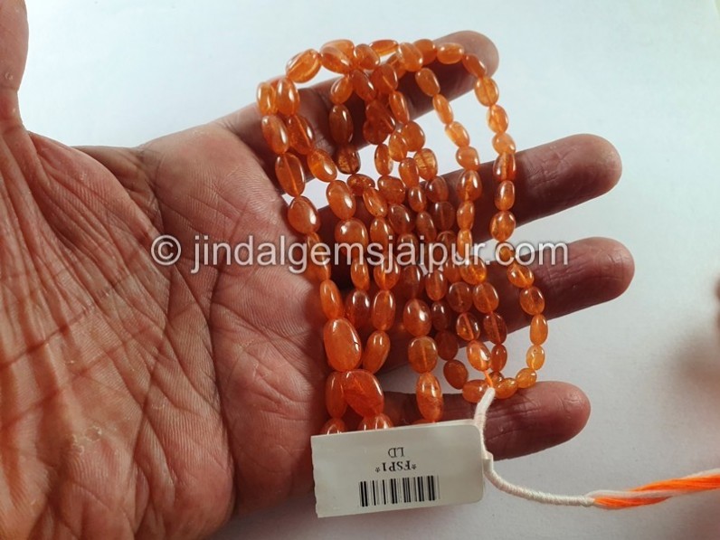 Mandarin Garnet Smooth Oval Beads