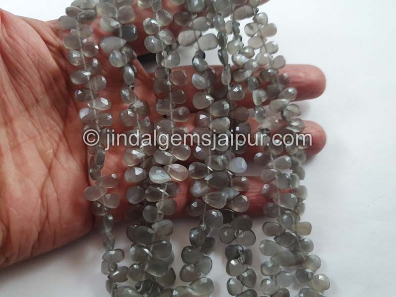 Grey Moonstone Faceted Pear Beads