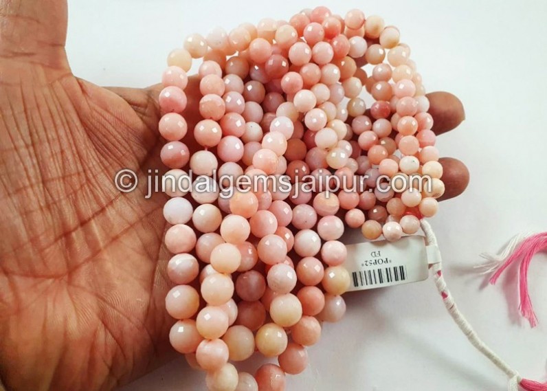 Pink Opal Faceted Round Balls Shape Beads