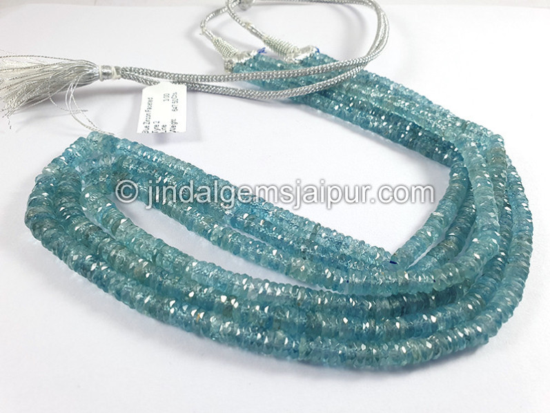 Blue Zircon Faceted Tyre Shape Beads