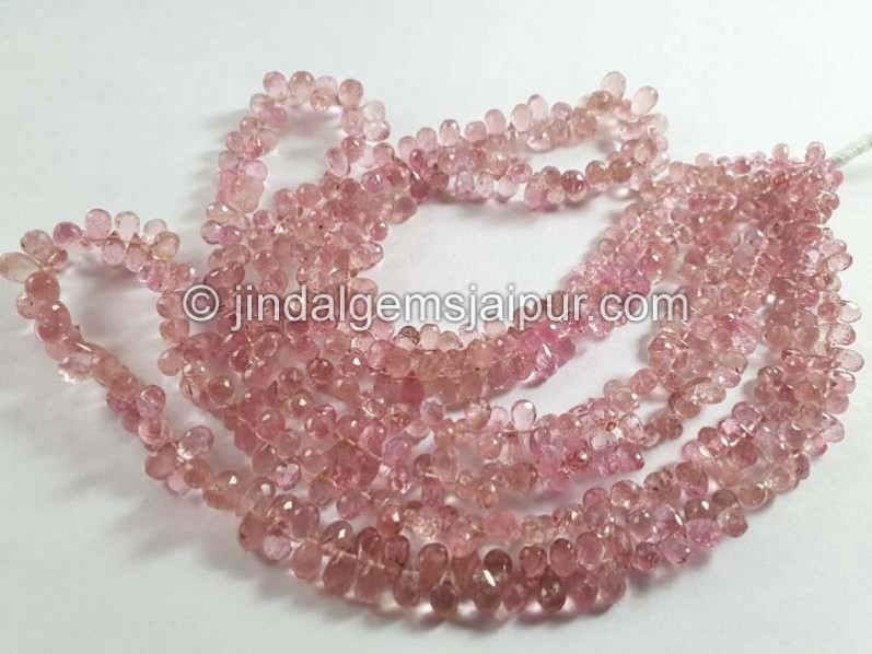 Light Pink Tourmaline Faceted Drops Beads