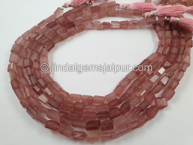 Pink Strawberry Quartz Faceted Nugget Beads