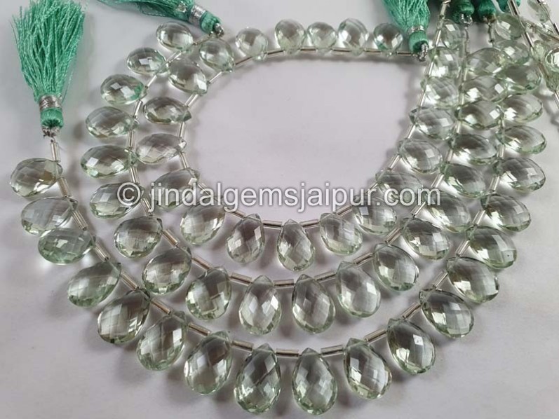 Green Amethyst Big Faceted Pear Beads