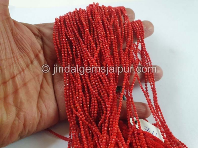 Coral Faceted Round Beads