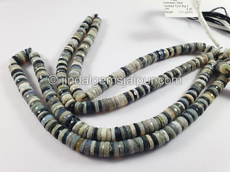 Australian Opal Faceted Tyre Shape Beads