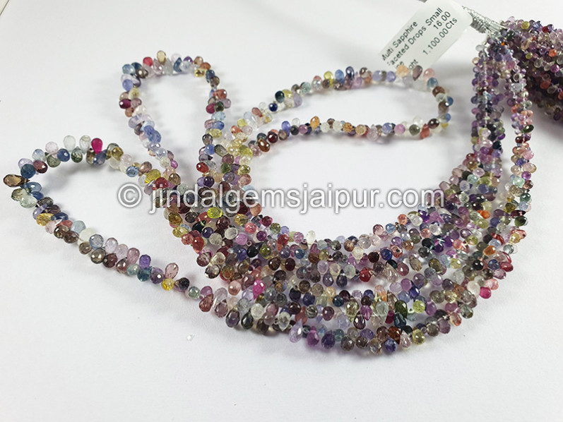 Multi Sapphire Faceted Drops Shape Beads