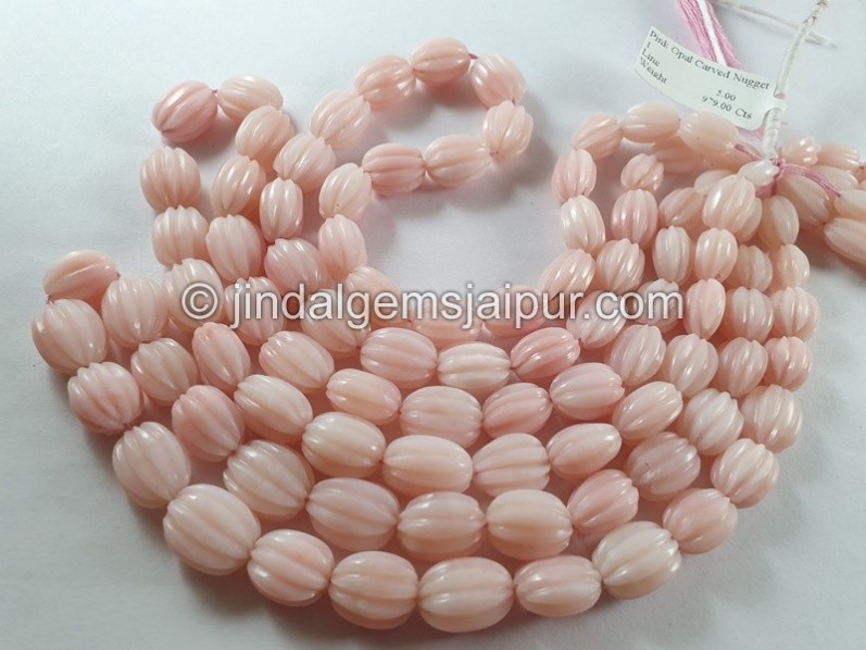 Pink Opal Carved Nuggets Beads