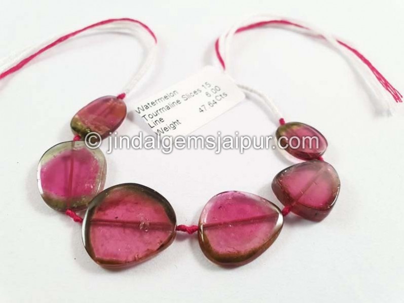 Watermelon Tourmaline Smooth Slices Beads