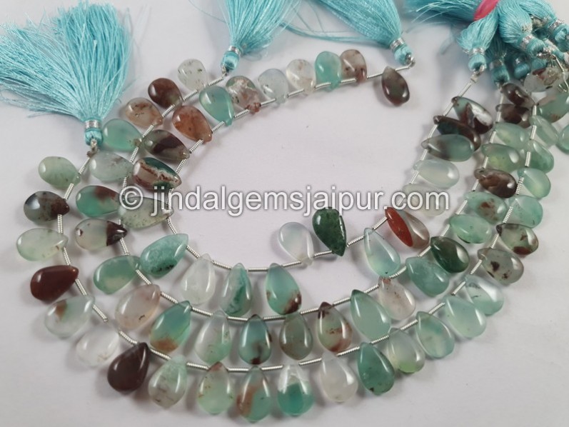 Aqua Chalcedony Smooth Pear Beads