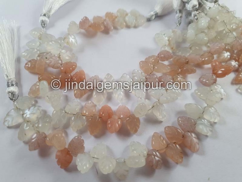 Multi Moonstone Carved Shield Pear Beads