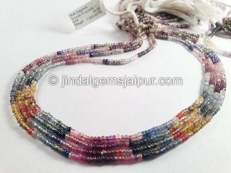 Multi Sapphire Smooth Roundelle Beads