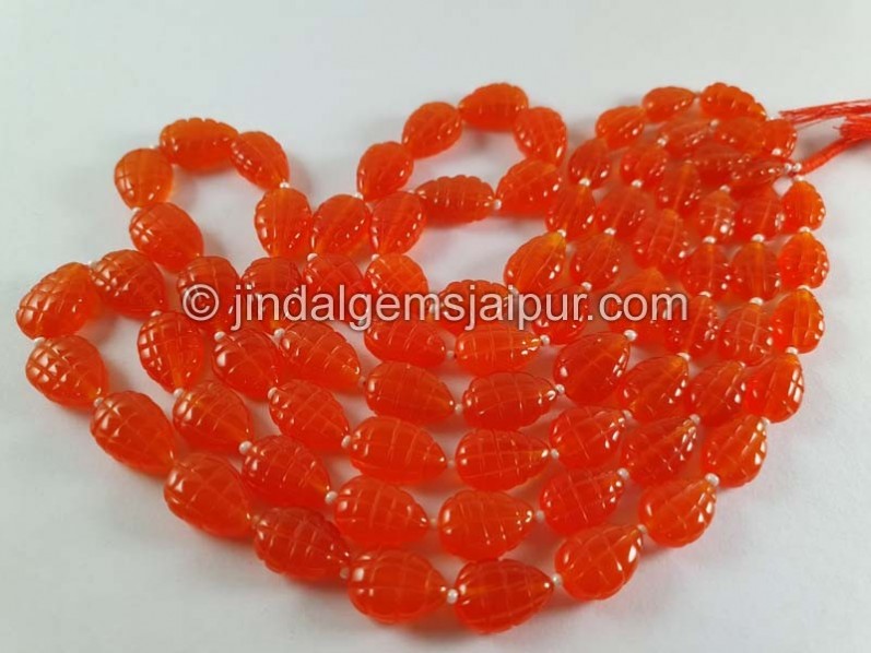 Carnelian Carved Pear Beads