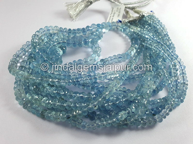 Aquamarine Faceted Roundelle Shape Beads