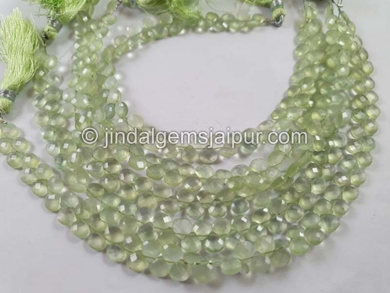 Prehnite Faceted Heart Beads