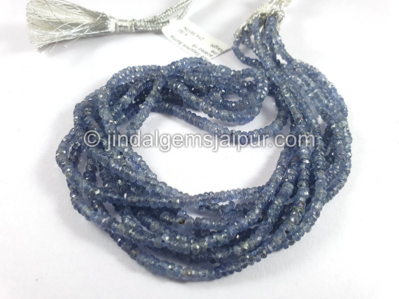 Blue Sapphire Burma Faceted Roundelle Shape Beads