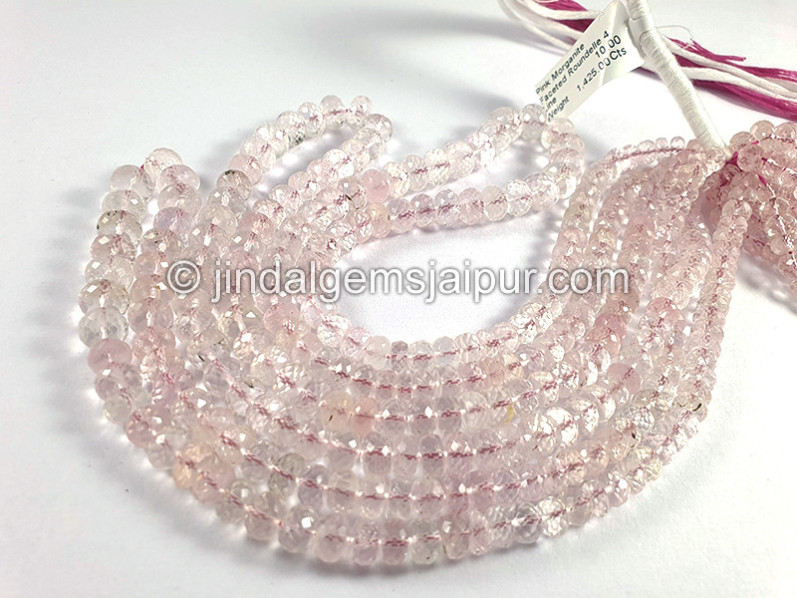 Pink Morganite Faceted Roundelle Shape Beads