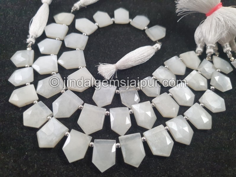 White Moonstone Faceted Reverse Pentagon Beads