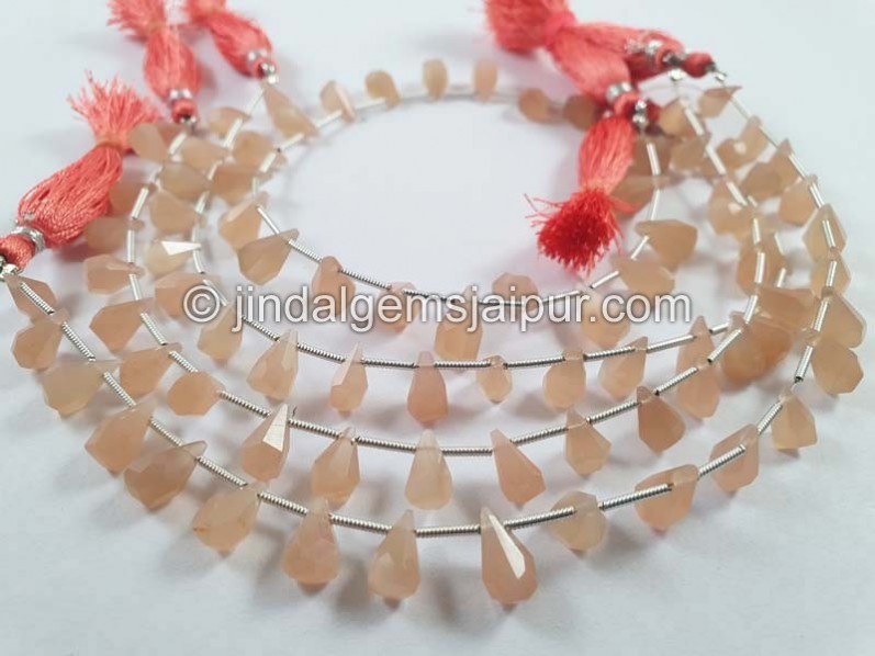 Peach Moonstone Fancy Cut Drops Beads