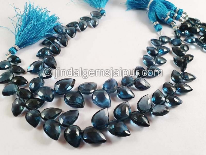 London Blue Topaz Faceted Fancy Leaf Shape Beads