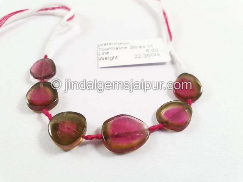 Watermelon Tourmaline Smooth Slices Beads