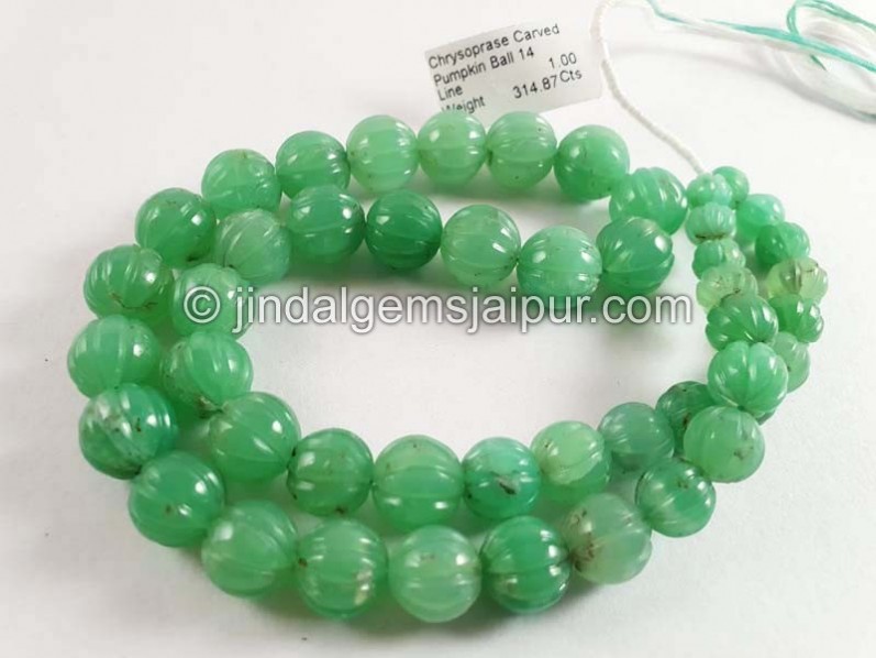 Chrysoprase Carved Pumpkin Balls Beads