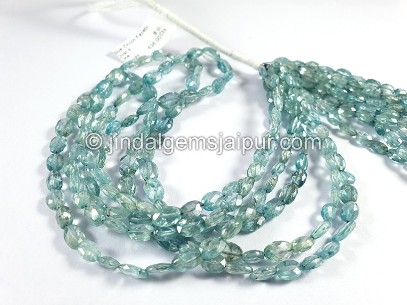 Blue Zircon Faceted Oval Shape Beads