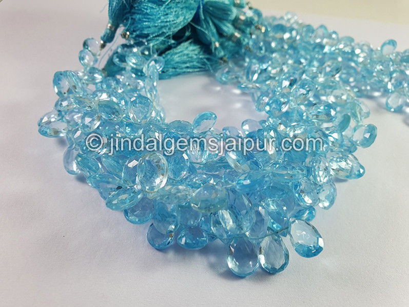 Sky Blue Topaz Faceted Pear Shape Big Beads