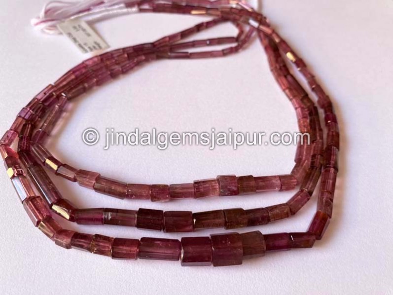 Rubellite Step Cut Pipe Shape Beads