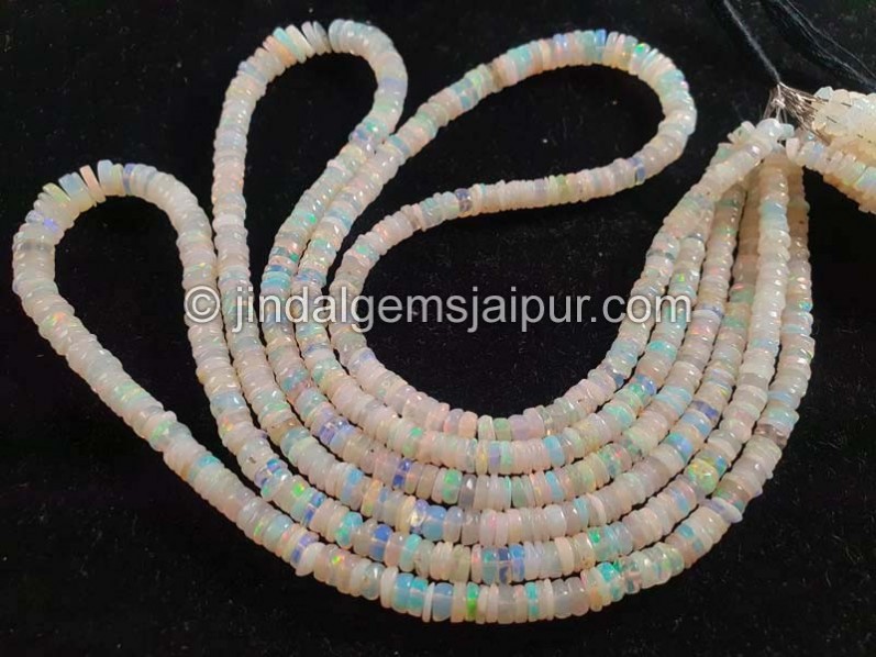 White Milky Ethiopian Opal Smooth Tyre Beads