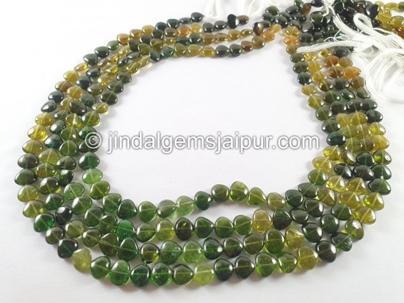 Chrome Green Tourmaline Smooth Heart Beads