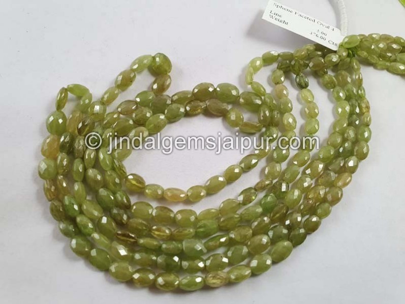 Sphene Faceted Oval Beads