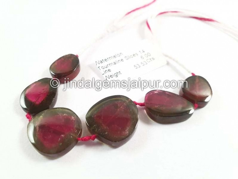 Watermelon Tourmaline Smooth Slices Beads