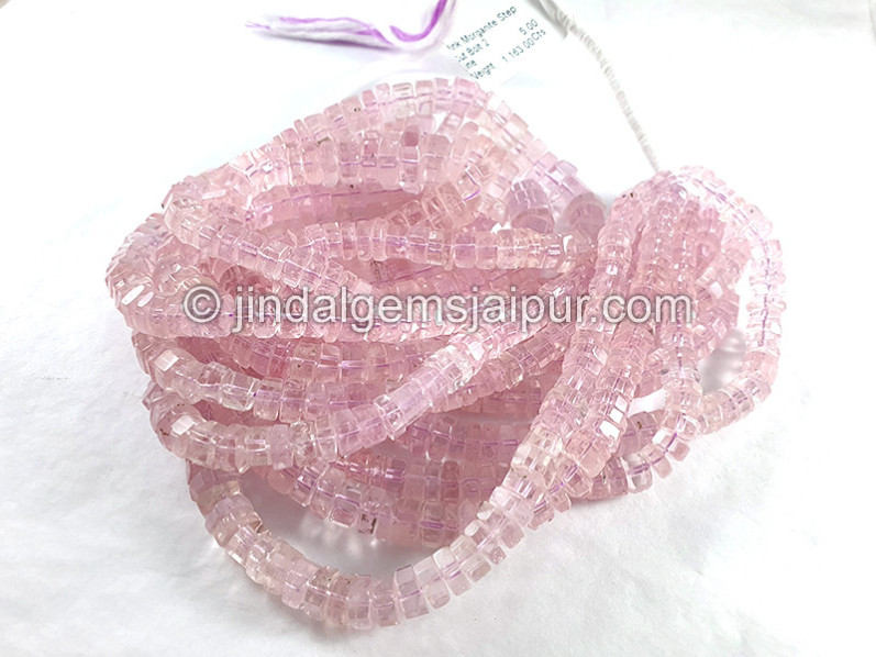 Pink Morganite Step Cut Bolt Shape Beads