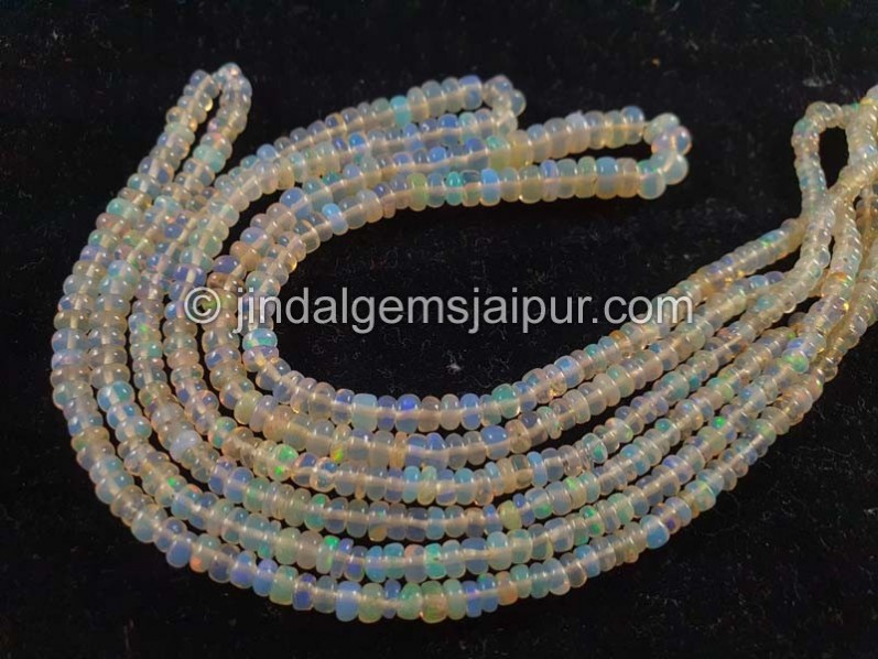 Off White Ethiopian Opal Smooth Roundelle Beads