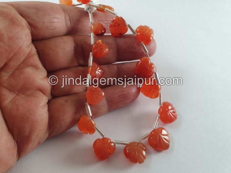 Carnelian Carved Maple Leaf Beads